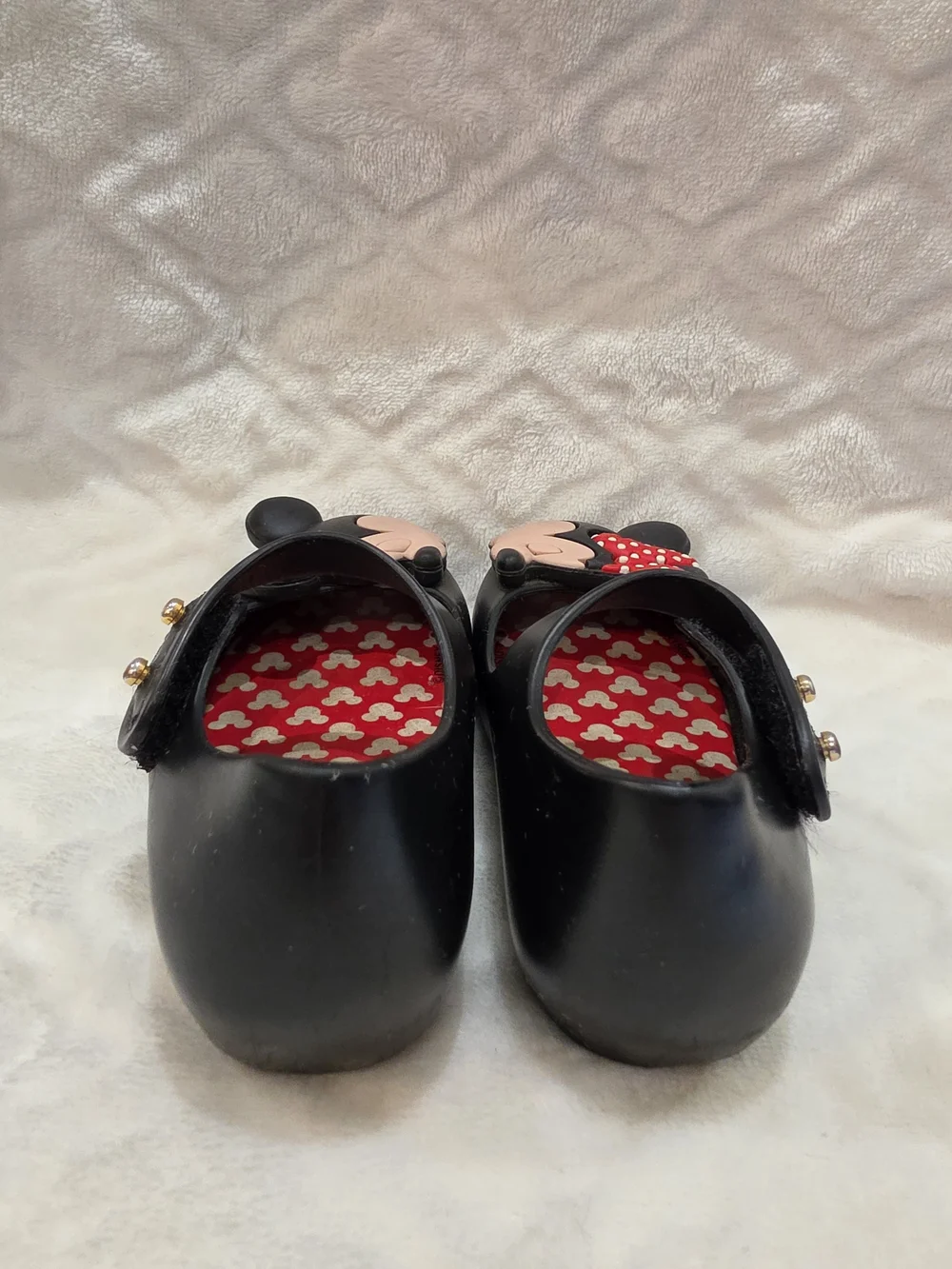 Mini Melissa Kids Sz 6 Toddler Black Mickey Minnie Mouse Kissing Jelly Shoes